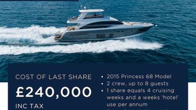 Final share remaining of this Princess 68 for £240,000 inc tax
