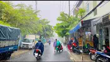 Heavy Rain Walk Vietnam - Walking In A Rainstorm Umbrella &amp; City Sounds at Typhoon Coming