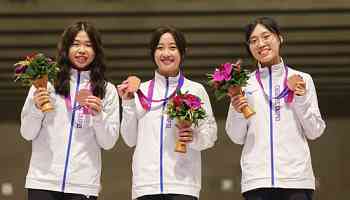 Taiwan nets women's team bronze in 10m air pistol at Asian Games