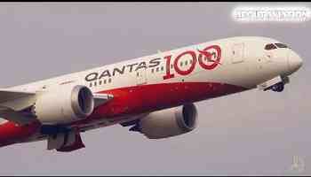 Qantas&#39; Boeing 787-9 Takeoff: Celebrating 100 Years of Aviation Excellence