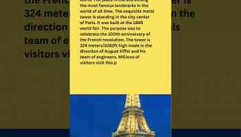 Top 10 Most Iconic Destinations in the World 2023, 10. Eiffel Tower, France# #shortsvideo2023