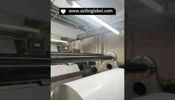 White label jumbo rolls undergoing rewinding #label #quality #sailing #inventory #material #workshop