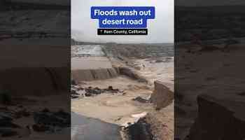 Floods wash out desert road in California #shorts