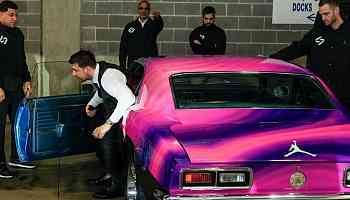 Luka Doncic's pink-and-purple wrapped Camaro catches eyes ahead of Clippers-Mavs