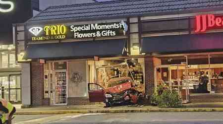 Car crashes into flower store at Park and Tilford in North Vancouver