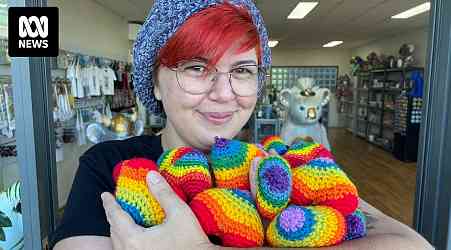 Boosting LGBTQI inclusivity for Pride month with nearly 200 rainbow crocheted hearts in Port Macquarie