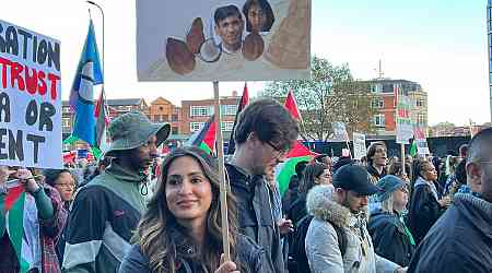 Teacher charged over coconut poster of Sunak and Braverman at London pro-Palestinian march