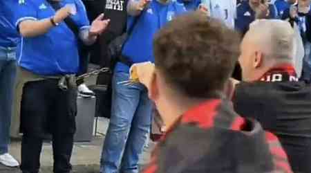 Albanians snap spaghetti in front of Italians as supporter drops to his knees at Euro 2024