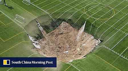 Giant sinkhole swallows centre of US soccer field built on top of limestone mine