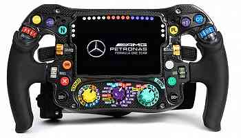Sim Lab teams up with Mercedes to showcase a new $2,500 F1 sim-racing steering wheel
