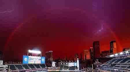 Rainbow Lightning Captured Over Minnesota Twins Baseball Game Amid Extreme Weather