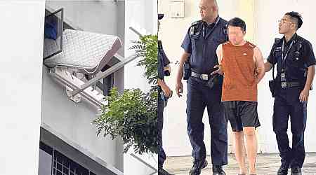 Man, 28, arrested after throwing mattress and TVs out of 8th-floor Bedok flat's window