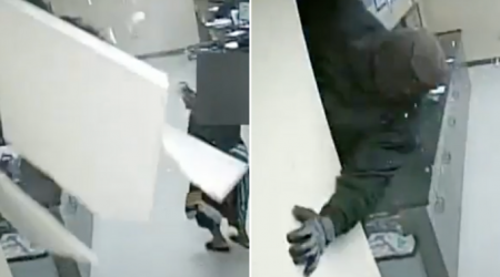 Robbers make off with US$150,000 after dropping through ceiling, video shows