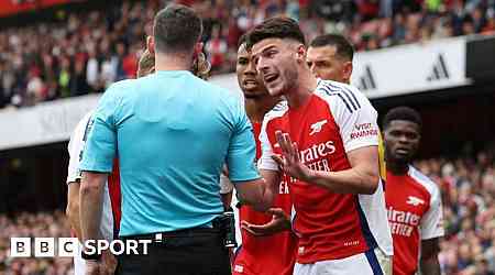 Declan Rice: Referee Chris Kavanagh 'didn't like' red card in Arsenal v Brighton draw