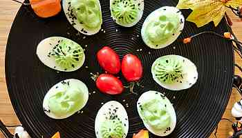 Spooky, skully spiderweb eggs are devilish delight for your holiday table