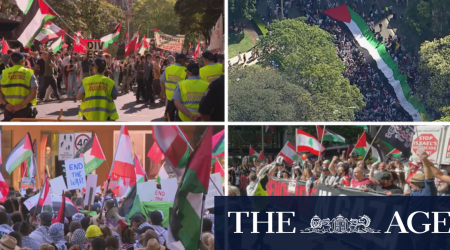 Thousands of pro-Palestinian demonstrators march through Sydney