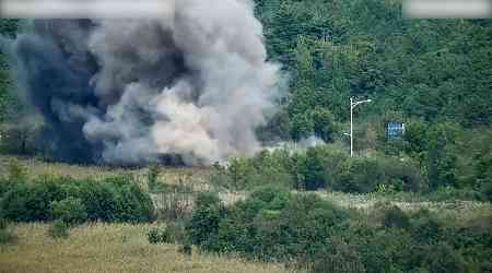 Video shows North Korea blowing up roads to the South