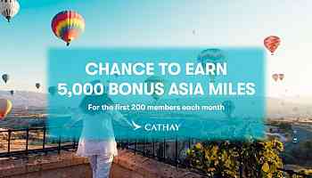 Book now! First 200 members to book Cathay flights out of Japan can earn 5,000 bonus Asia Miles