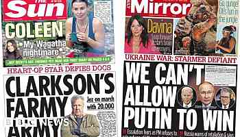 Newspaper headlines: PM 'defiant' on Ukraine and 'Clarkson's farmy army'