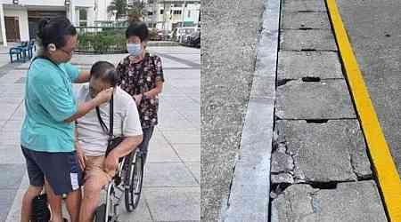 Elderly man in Paya Lebar falls and injures head after wheelchair gets stuck in drain with broken cover