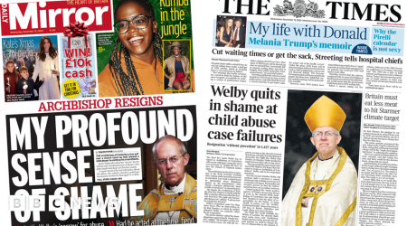 Newspaper headlines: Welby quits and hospital chiefs get waiting times warning