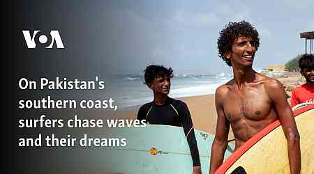 On Pakistan's southern coast, surfers chase waves and their dreams