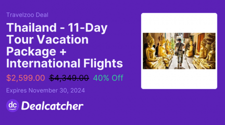 Travelzoo - Thailand - 11-Day Tour Vacation Package + International Flights $2599