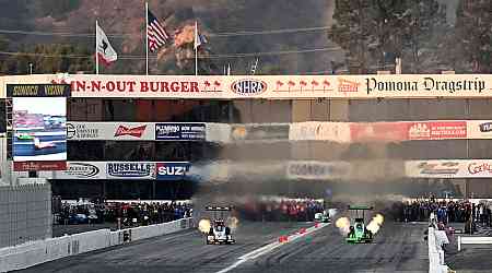 Plane crashes into parking lot near track during NHRA season finale at Pomona Dragstrip