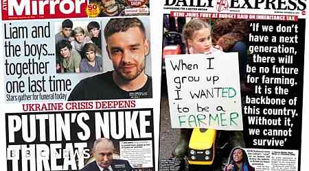 Newspaper headlines: 'Putin's nuke threat' and 'Farmageddon!'