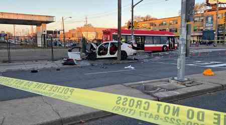 Toronto police arrest 3 after tracing history of stolen BMW that crashed with TTC bus