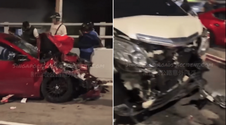 Driver and 8-year-old passenger taken to hospital after 3-car accident near Woodlands Checkpoint