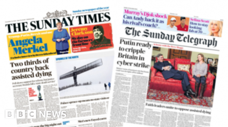 Newspaper headlines: 'Two thirds back assisted dying' and 'Putin ready to cripple Britain'