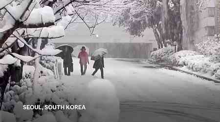 Worst November snowstorm in half century hits Seoul and grounds hundreds of airplane flights