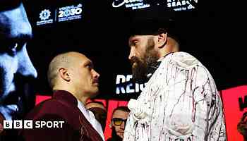 Fury and Usyk stare at each other for 11 minutes in astonishing face-off