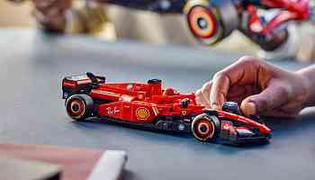 LEGO Ferrari SF-24 Formula 1 car has a functional engine and customizable DRS wing