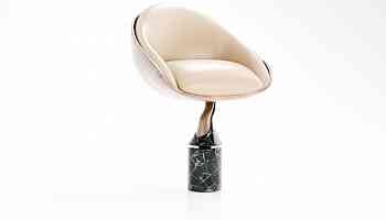 Plant-like luxury chair blend organic wood and polished marble in harmony