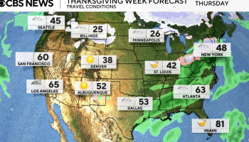 Thanksgiving weather forecast maps show snow storms, winter cold fronts