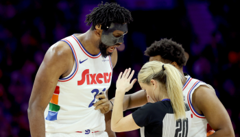 
                        76ers star Joel Embiid ejected in ironic fashion after arguing offensive foul on flopping Victor Wembanyama
                    