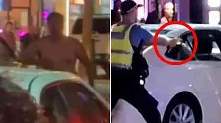 Moment naked man is tasered while allegedly trying to hijack Uber car