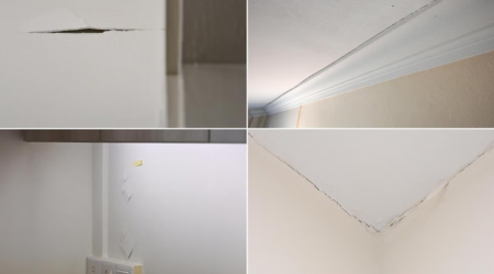 Residents worried after ceiling cracks appear following reroofing works at Jalan Tenaga HDB blocks