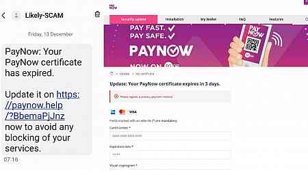 Beware of text messages asking to renew 'PayNow certificate'