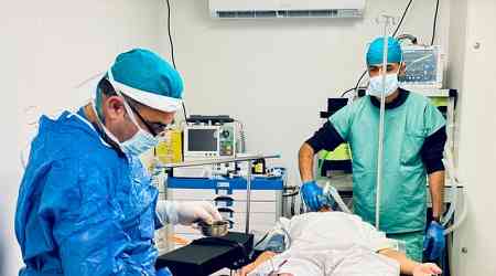 Surgeons in Gaza carry out first procedure in shipping container donated by Irish charity One4Humanity