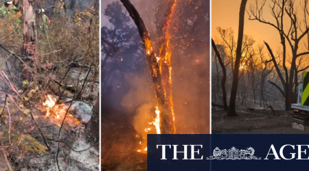 Bushfire burns out of control north-west of Melbourne