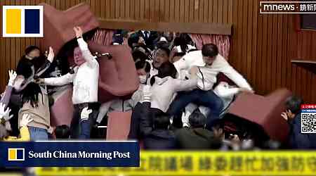 Taiwanese lawmakers brawl in parliament over controversial bills