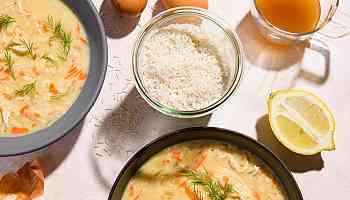 A mixture of egg and lemon gives this Greek chicken soup a velvety texture