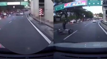 Singapore-registered car drives off after hitting motorcycle near Causeway