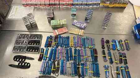 Police seize banned knives, illegal tobacco from central Edmonton convenience store