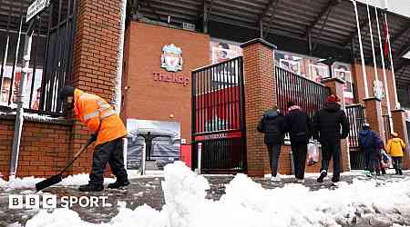 Liverpool v Manchester United 'on at this stage' after snow hits north-west England