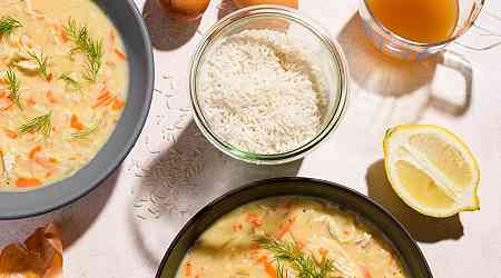 A mixture of egg and lemon gives this Greek chicken soup a velvety texture