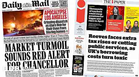 Newspaper headlines: 'Apocalypse' LA and 'Reeves faces extra tax rises'